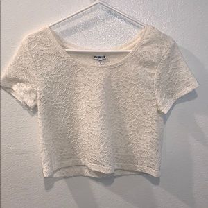 Express off white lace crop top